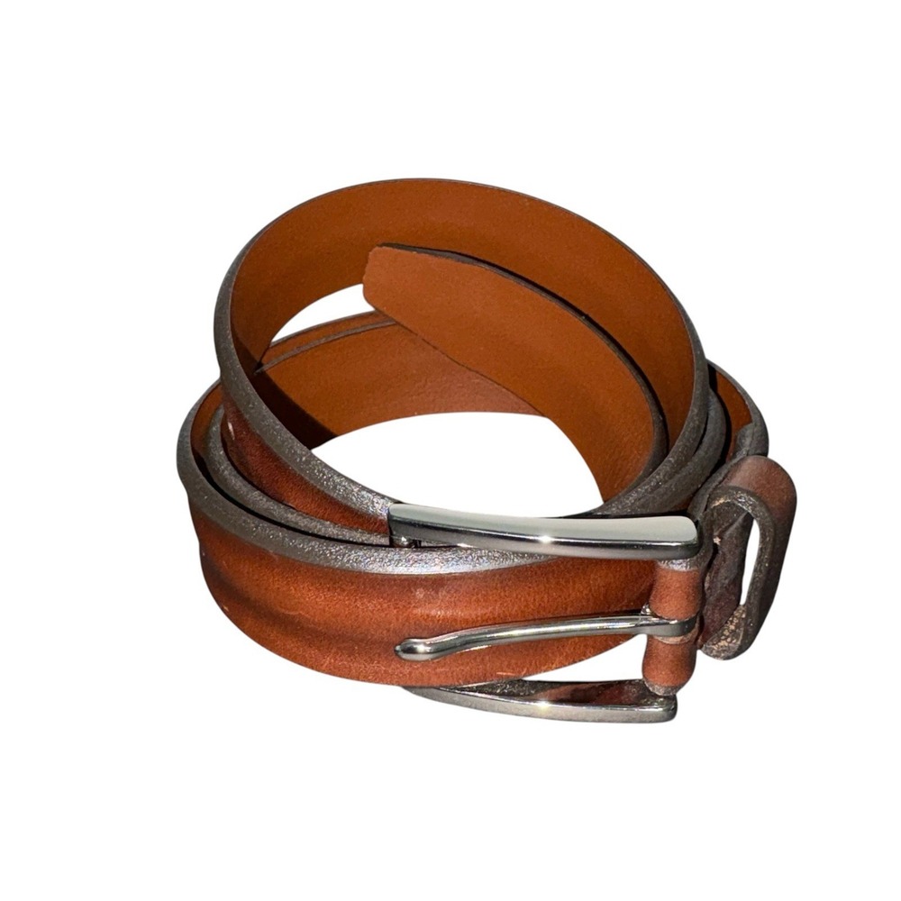 Allen Edmonds Mens Belt 107/42 Walnut Leather Solid Brass Buckle USA 67507